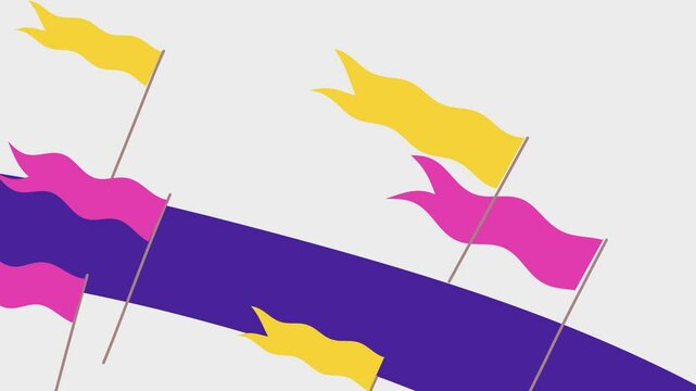 Motion poster trend art collage video of happy businessman run flag progress