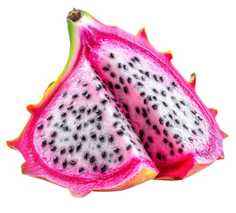dragon fruit slices isolated on white background.