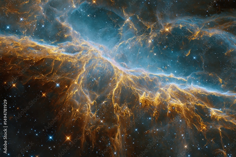 Poster cosmic nebula showcases stunning colors and intricate patterns in the depths of space