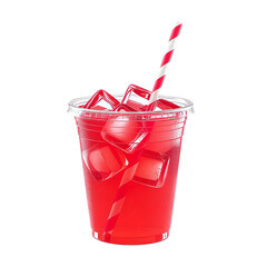 Red Soda Cup with Straw, Isolated Transparent Background
