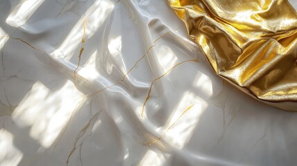 Glossy white ceramic tile surface with subtle golden reflections for a sleek luxury vibe