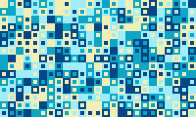 Abstract geometric pattern with vibrant blue and yellow squares.  Ideal for backgrounds, website designs, or textile prints.
