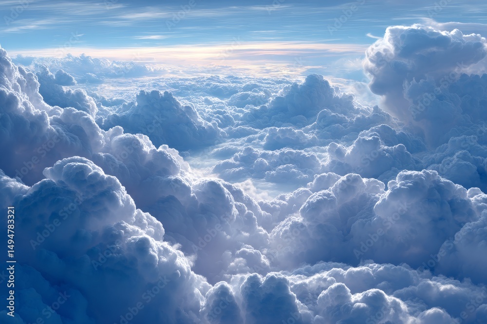 Aufkleber vast cloud formations under a soft blue sky at dawn create a serene and tranquil atmosphere above th