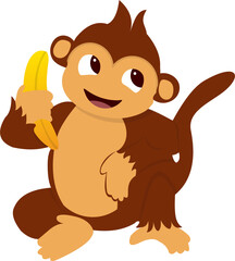 Monkey Holding A Banana Illustration
