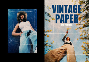 Vintage Creased Paper Poster Photo Effect Mockup