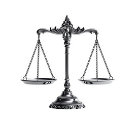 Silver Scales of Justice, Isolated Transparent Background