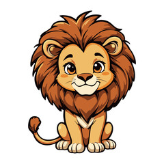 Obraz premium Cute Lion Cartoon Illustration – Adorable Jungle Animal Art