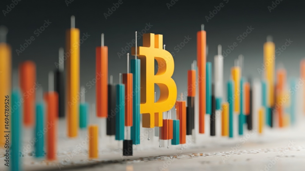 Poster bitcoin representing digital currency and asset accumulation and distribution models in blockchain t