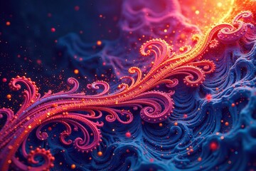 Abstract paisley, continuous flow, rich color gradients , textile, decorative, organic