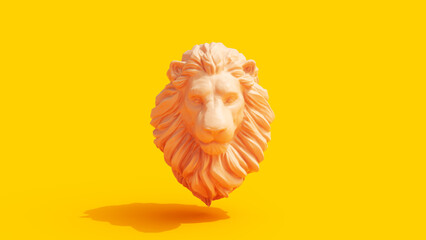 Lion Bust Vivid Yellow Peach Color Skin Tone 3d Illustration