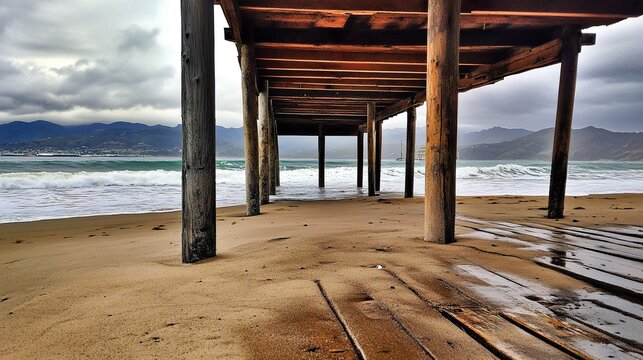 wooden pier on the beach