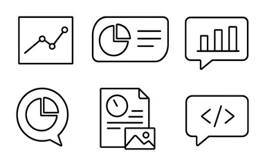 Data analysis line icons set – outline, analytics, statistics symbols