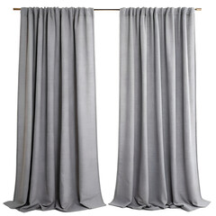 Grey curtains isolated on white background