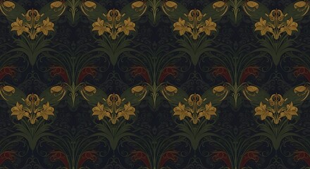 Fototapeta premium Art Nouveau Floral Arrangement Pattern