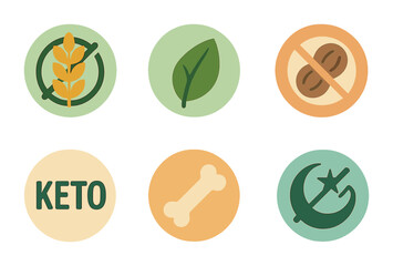 Diet and nutrition icons set – flat, filled, healthy eating and food symbols