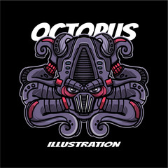 Vector illustration Mecha octopus