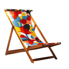 Contemporary Reclining Wooden Beach Chair with a Bo Isolated on Transparent Background