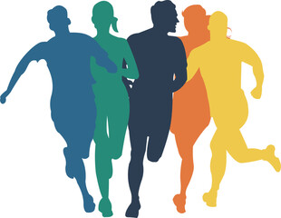 Silhoutte Runners Running Sports Silhoutte Set