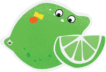 Lime with Eyes Funny Fruit Character Sticker