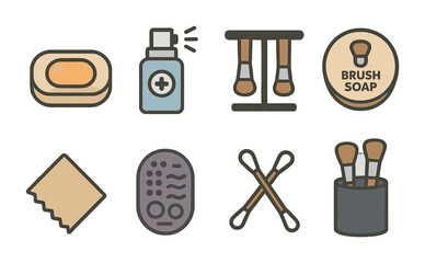 Beauty and hygiene line icons set – outline, cosmetic, grooming essentials symbols