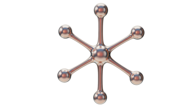 Isolated Metallic Abstract Six Pronged Molecular Star Structure