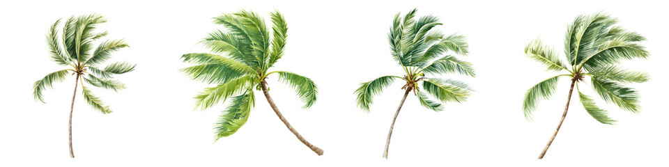 Tropical palm trees swaying in the breeze