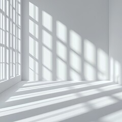 Fototapeta premium Sunlit white room, shadows dancing