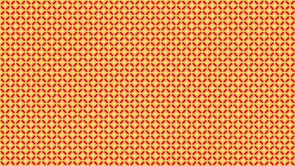 Repeating pattern of red circles with yellow centers on a light yellow background forming a grid design