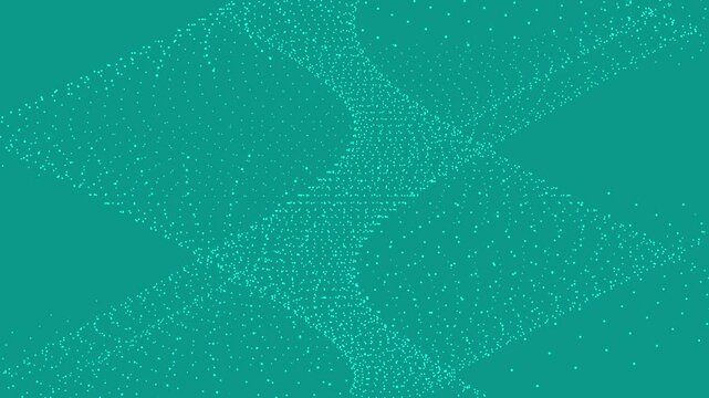 Swirling pattern dots create a mesmerizing effect on a dark cyan background with many light blue dots.