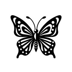 Symmetrical Black Butterfly Silhouette Vector Illustration
