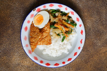 rice with vegetable and dishes 