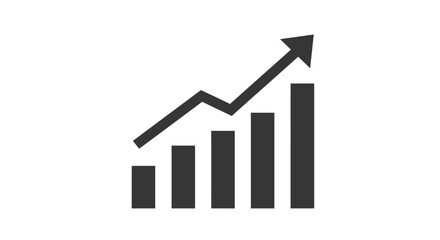 Business Growth Bar Chart with Upward Arrow Showing Positive Trend