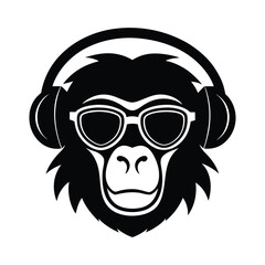 Silhouette of a Baboon Head  on white background