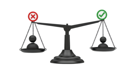 Isolated Scales of Justice with Positive and Negative Symbols