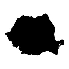Romania map icon. Black Map of Romania on White Background. European country of Romania