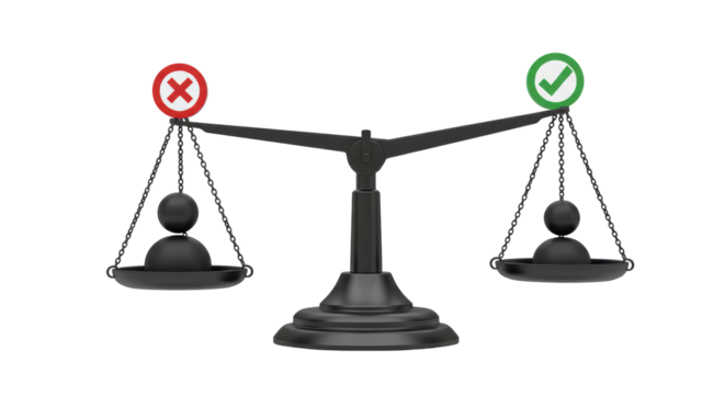 Isolated Scales of Justice with Positive and Negative Symbols