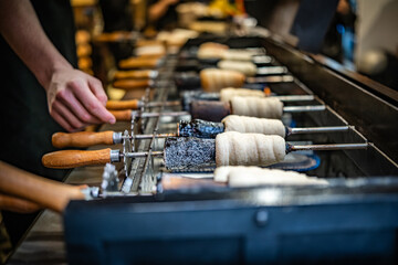 Street Baking Of Traditional Czech Bun Trdelnik