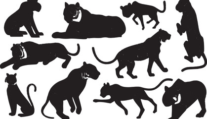 Wild Cats and Domestic Felines: Modern Abstract Animal Silhouettes in Graphic Vector and Minimalistic Art Design