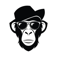 Silhouette of a Chimpanzee on white background