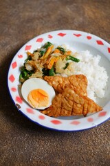 Rice with vegetable and dishes