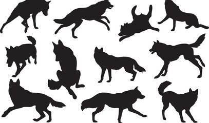 Dog Silhouettes and Animal Shapes in Vector Graphics: Creative Canine Illustrations for Wildlife Design and Print Media