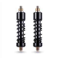 Black motorcycle shock absorbers pair high performance suspension