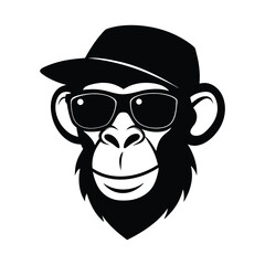 Silhouette of a Chimpanzee on white background