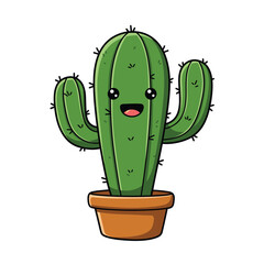 Cute Cartoon Cactus in a Pot