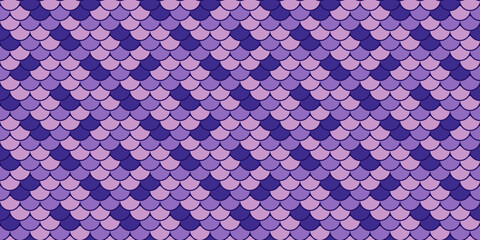 Elegant seamless pattern of overlapping scales in shades of purple.  Perfect for backgrounds, textures, or design elements, evoking themes of fantasy, luxury, and mystery.