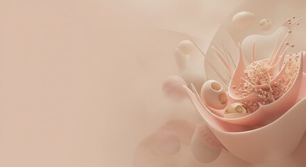 Pastel abstraction with spheres and tendrils