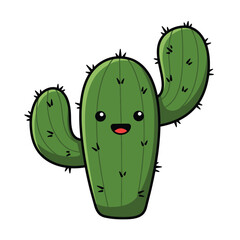 Cute Cartoon Cactus in a Pot