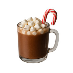 cup of hot chocolate with marshmallows isolated on transparent or white background PNG