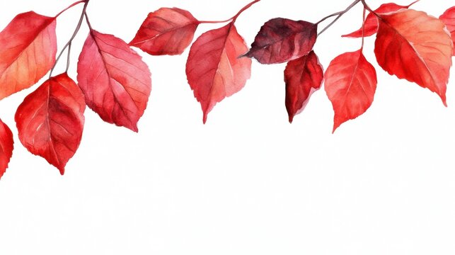Falling red leaves in watercolor style, autumn theme for wallpaper or banner background