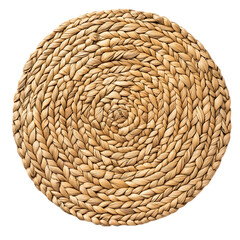 Minimalist Woven Straw Beach Mat with a Natural Texture Isolated on Transparent Background